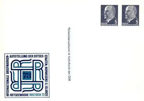 Ostseewoche Rostock International Briefmarkenausstellung der Ostseestaaten Norwegen und Island SSt. PP 12 / 2 - 73  