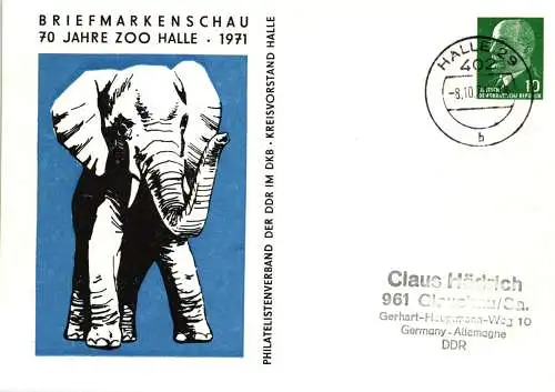 Halle - Briefmarkenschau anlässlich 70 Jahre Zoo Halle PP 09 / 18-71 