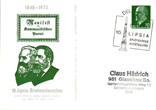 Delitzsch 10. LIPSIA - Briefmarkenschau in Delitzsch SSt. PP 09 / 3 -73
