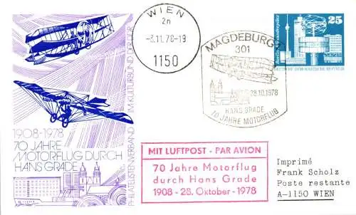 Magdeburg 70 Jahre Motorflug durch Hans Grode SSt.  PP 17 / 3b - 78