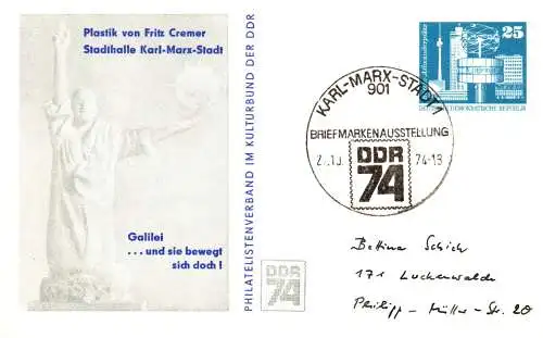 Karl-Marx-Stadt Galilei - Plastik von Fritz Cremer  PP 17 / 2 - 74