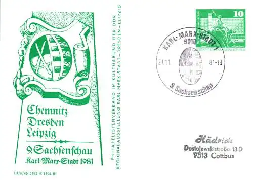 Karl-Marx-Stadt, 9. Sachsenschau, SSt.   PP 16 A  / 18 - 81