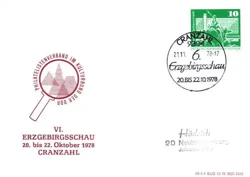 Cranzahl,   VI. Erzgebirgsschau, SSt. PP 16 A  / 10-78 