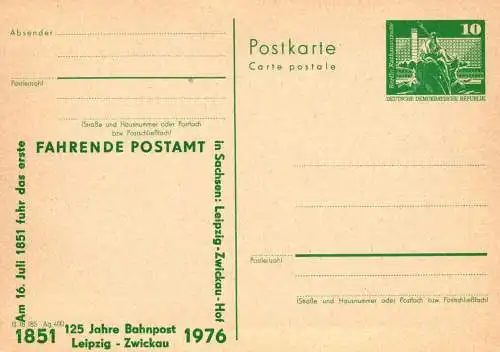 Leipzig - Zwickau, 125 Jahre Bahnpost Leipzig - Zwickau,  P 79 Teil A  / 3a  - 76