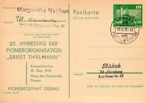 Dessau, 25. Jahre der Pionierorganisation Ernst Thälmann,   P 79 Teil A  / 6 - 73