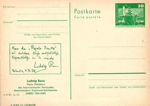 Ludwig Renn - Präsident des IAREV ,  P 79 / 11 - 81