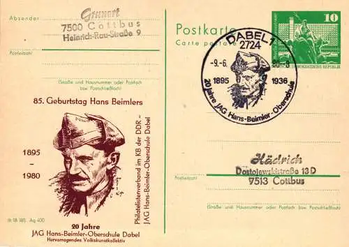 Dabel, 85. Geburtstag von Hans Beimler, SSt.,  P 79 Teil A  / 13b - 80