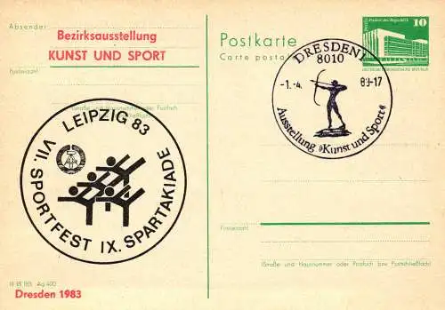 Dresden, Bezirksausstellung Kunst und Sport, SSt.,  P 84 Teil A / 6b - 83