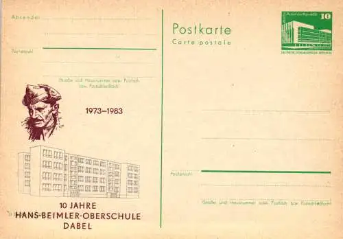 Dabel, 10 Jahre Hans - Beimler - Oberschule in Dabel,   P 84 Teil A  / 3 - 83
