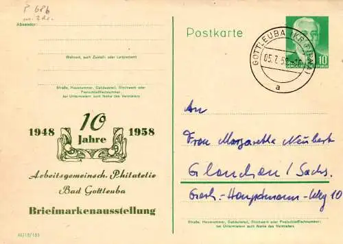 Bad Gottleuba, 10 Jahre AG Philatelie Bad Gottleuba,  P 68 Teil A / 3 - 58