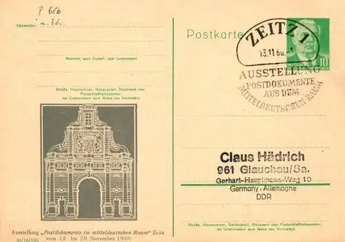 Zeitz, Ausstellung Postdokumente im mitteldeutschen Raum, SSt.,  P 68 Teil A / 2 - 60
