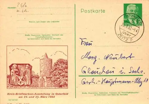 Osterfeld über Zeitz, Kreisbriefmarkenausstellung in Osterfeld, P 68 Teil A / 1 - 62