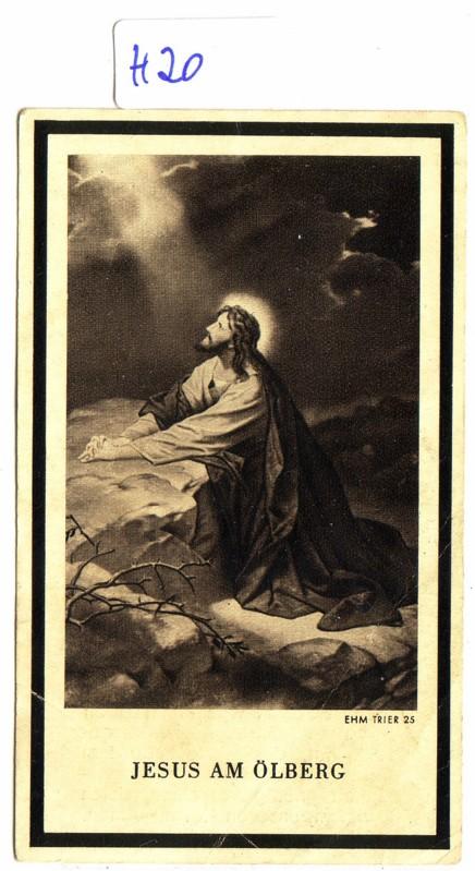 Sterbebild Jesus Am Olberg Geboren 1904 In Ober Oesbern