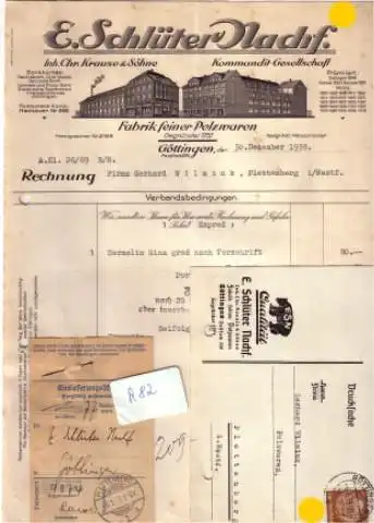 Schlüter, Konvolut E. Schlüter Nachf. Inh. Chr. Krause & Söhne Göttingen Pelzwaren Rechnung Einlieferungsschein Werbepostkarte 1938 1939