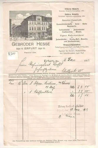 Gebrüder Hesse, Rechnung Gebrüder Hesse Erfurt 1913 Spezial-Geschäft für Damenkleiderstoffe Seide Trauerkleider