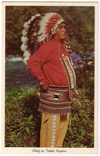 AK USA Indianer Chief in Tribal Regalia 1965 gelaufen. 