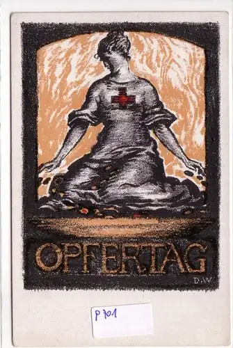 AK Opfertag 1917 Bayer. Landeskomitee vom Roten Kreuz, Rotes Kreuz, preisgekrönter Entwurf und Originallithographie von Walter Ditz, ungelaufen