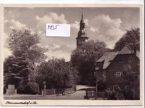 AK Obercunnersdorf i. Sa. Löbau, Kirche Kirchturm Straße ungelaufen. 