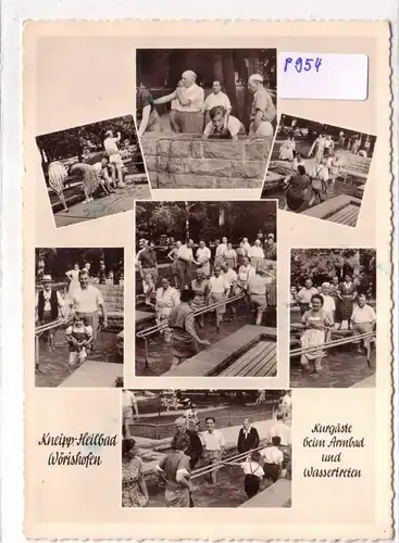 AK Kneipp-Heilbad Bad Wörishofen, Kneippen, Kurgäste beim Armbad und Wassertreten, Mehrbildkarte 1960er Jahre gelaufen. 