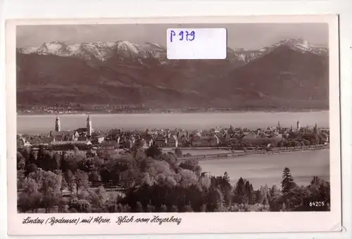 AK Lindau Bodensee mit Alpen Blick vom Hoyerberg 1954 gelaufen. 