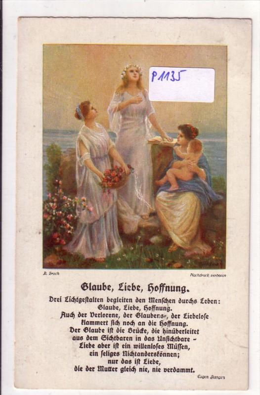 Ak Glaube Liebe Hoffnung A Broch Um 1920 Gelaufen