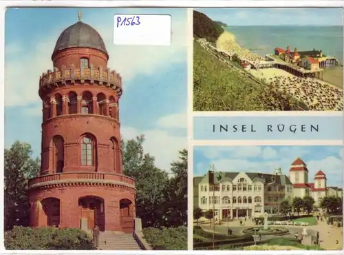 AK Insel Rügen Ernst-Moritz-Arndt-Turm Bergen Sellin Seebrücke Binz Promenade 1967 gelaufen. 