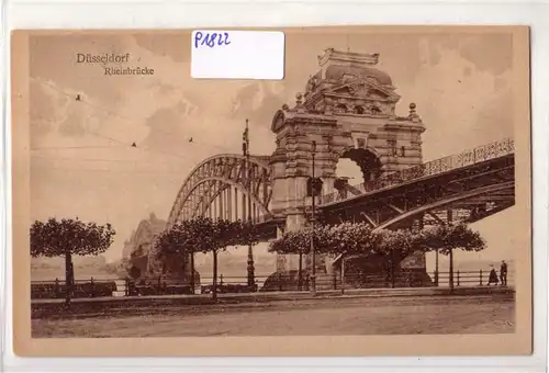 AK Düsseldorf Rheinbrücke 1920 gelaufen. 