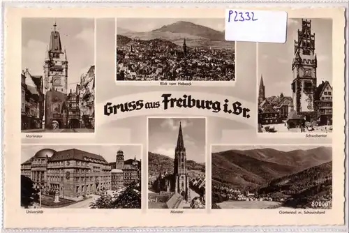 AK Gruß aus Freiburg im Breisgau 1952 Mehrbildkarte ungelaufen. 