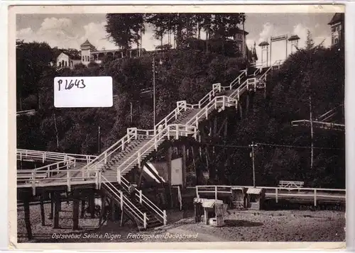 AK Ostseebad Sellin auf Rügen Freitreppe am Badestrand 1951 gelaufen. 