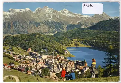 AK St. Moritz Schweiz 1958 gelaufen. 