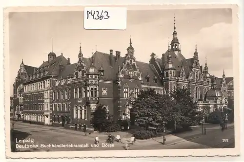 AK Leipzig Deutsche Buchhändlerlehranstalt und Börse 1938 gelaufen. 