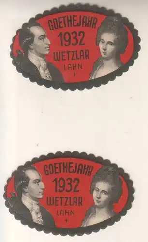 Ereignismarke oval, Goethejahr 1932 Wetzlar Lahn. 