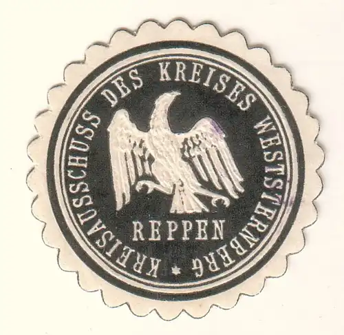 Siegelmarke Kreisausschuss des Kreises Weststernberg Reppen schwarz. 