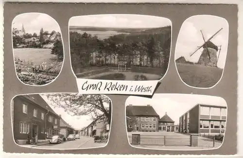 AK Groß Reken i. Westf. Mehrbildkarte Teil von Klein Reken, An der Mühle, Hauptstraße, Volksschule 1962 zu datieren ungelaufen. 