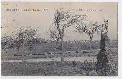 AK Frankreich Schlacht bei Saarburg 1914 Blick auf Saarburg 1915 gelaufen. 