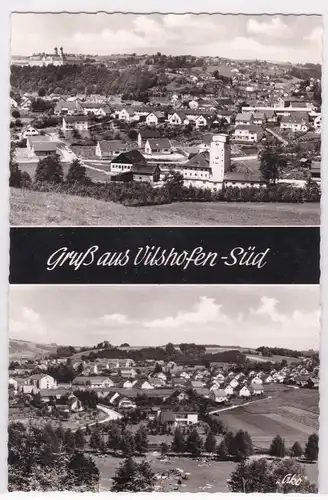 AK Gruß aus Vilshofen-Süd Zweibildkarte 1963 ungelaufen. 