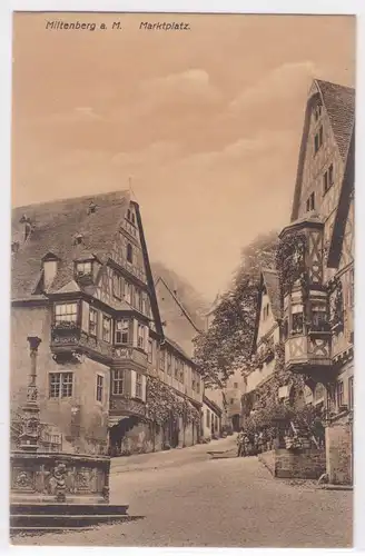AK Miltenberg a. M. Marktplatz 1910 gelaufen. 