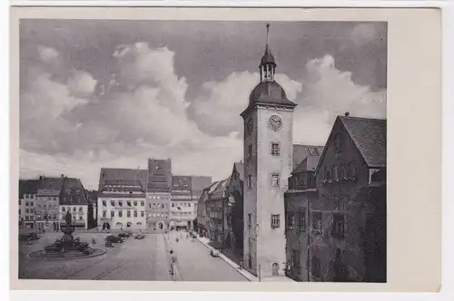 AK Freiberg i. Sa. Obermarkt mit Kaufhaus und Rathaus 1950 ungelaufen. 