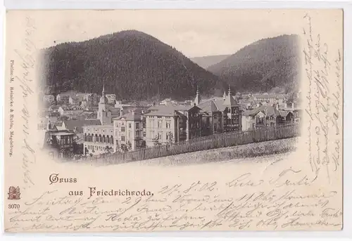 AK Gruß aus Friedrichroda Teilansicht 1902 gelaufen. 