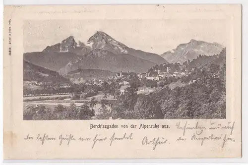 AK Berchtesgaden von der Alpenruhe aus 1902 gelaufen. 