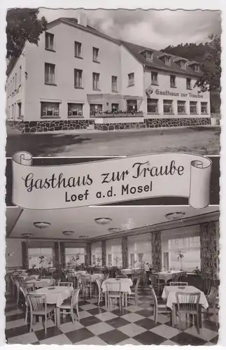 AK Loef a.d. Mosel Gasthaus zur Traube Löf Zweibildkarte M. Kastor ungelaufen. 