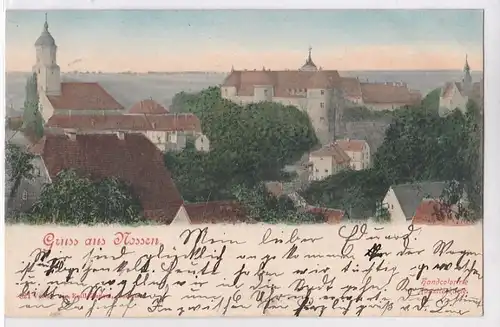 AK Gruss aus Nossen handcolorirte Künstlerkarte 1901 gelaufen. 