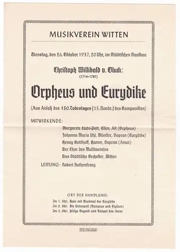 Walter Niemann / C. F. Peters (Hrsg.), Edition Peters. Musik von Chr. W. von Gluck. Orpheus, Oper in drei Akten. Textbuch mit Einführung von Walter...