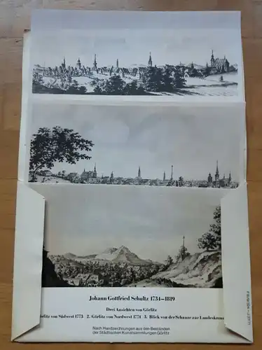 Görlitz. Historische Zeichnungen handvergrößert auf Fotoleinen. Mappe mit 3 Ansichten von Görlitz (Johann Gottfried Schultz 1734-1819, 1. Görlitz von Südwest 1773, 2. Görlitz von Nordwest...