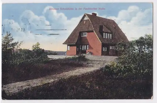 AK Altonaer Schutzhütte in der Fischbecker Heide 1915 gelaufen. 