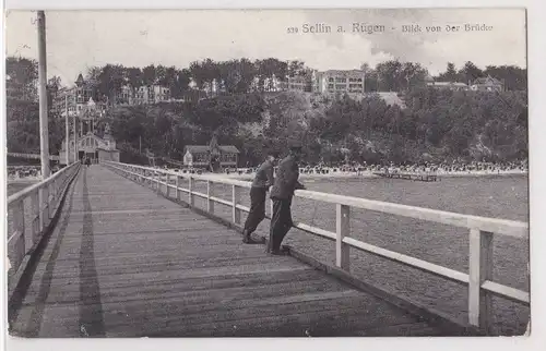 AK Sellin auf Rügen, Blick von der Brücke, 1919 gelaufen