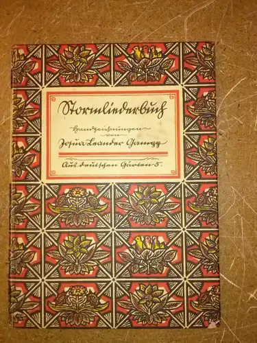 Gamgg, Josua Leander: Stormliederbuch. Handzeichnungen von Josua Leander Gamgg. Aus deutschen Gärten 5. Innendeckel mit gekl. Exlibris: Wappen + Banderole von Nostitz-Wallwitz. 