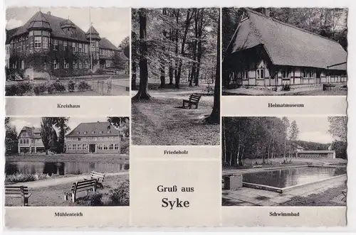 AK Gruß aus Syke Mehrbildkarte Schwimmbad Museum ungelaufen. 