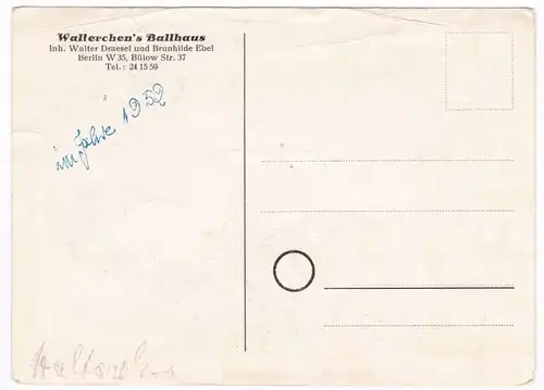 Autogrammkarte Walterchen signiert Walterchen&#039;s Ballhaus Berlin Draesel Ebel