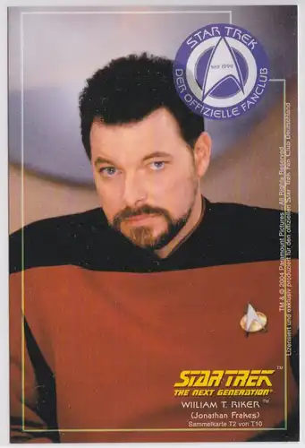 Star Trek The Next Generation Jonathan Frakes William T. Riker Sammelkarte T2 von T10